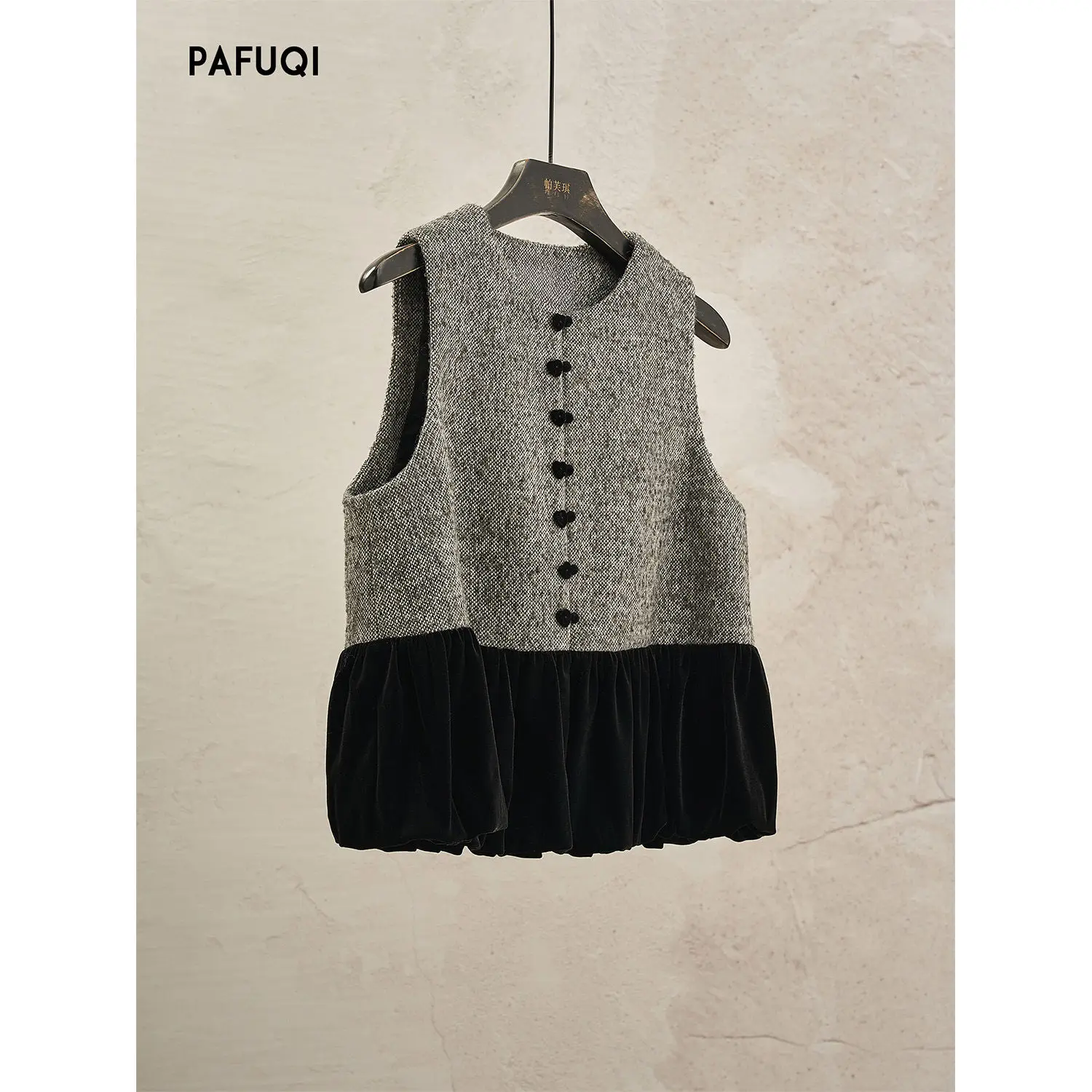 트위드 스티치 벨벳 조끼 여성 레트로 중국 빈티지 민족 스타일 민소매 탑 오버 사이즈