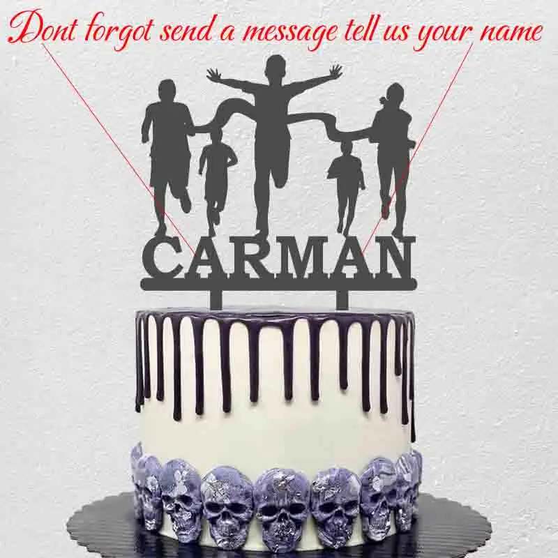 Personalized Running Race Cake Topper Custom Name Running Champion Silhouette For Champion Party Cake Decoration Topper