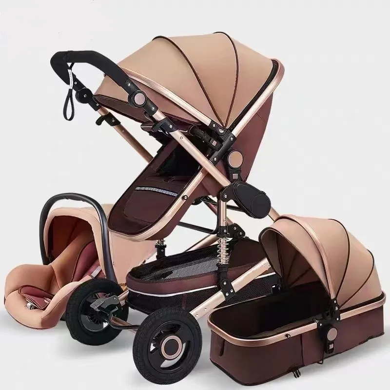 Poussette de Luxe Multifonctionnelle 3 en 1 avec mir de Transport, Cadre en Alliage d'Aluminium, Prix pour Enfant