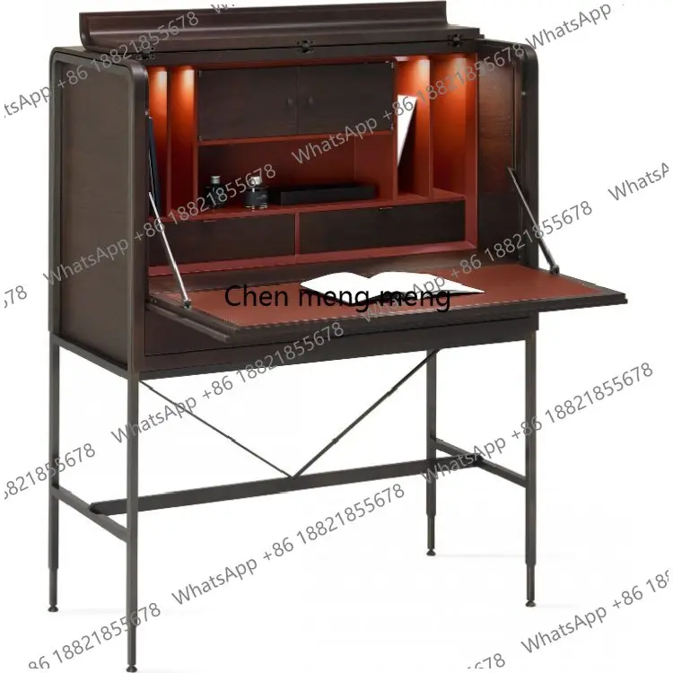 

Современный минималистичный складной стол из металла и массива дерева, включая письменный стол-тумбу.