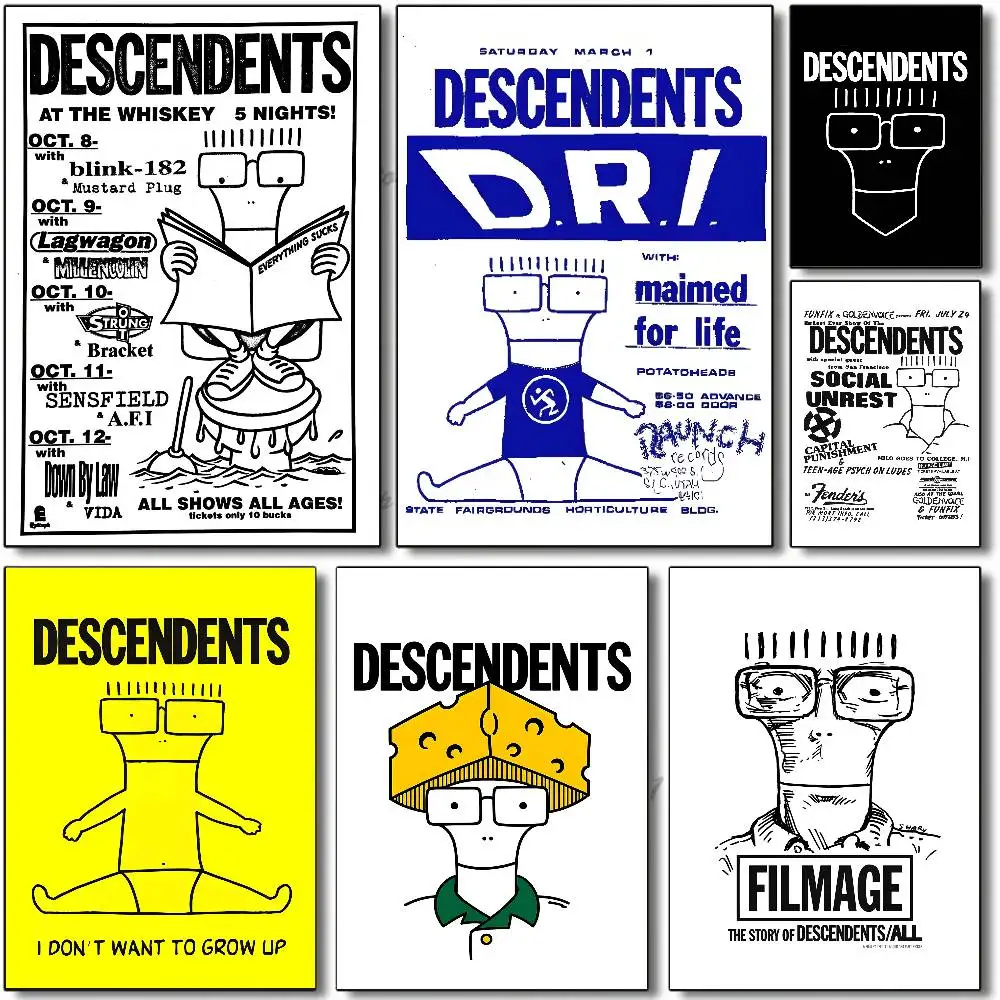 1pc Rock Punk Bands Album Descendents Poster Sticker Print Waterproof Wall Art For Living Room Bedroom Home Decor