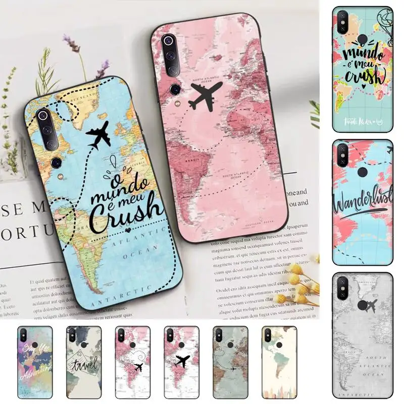 Popular World Map Travel   Phone Case for Xiaomi mi 5 6 8 9 10 lite pro SE Mix 2s 3 F1 Max2 3