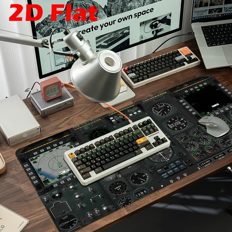 Aviation-Themed Roosterpit Instrument Panel Mouse Pad | Non-Slip Yoke/Joystick MousePad with Realistic Aircraft Gauge Layout