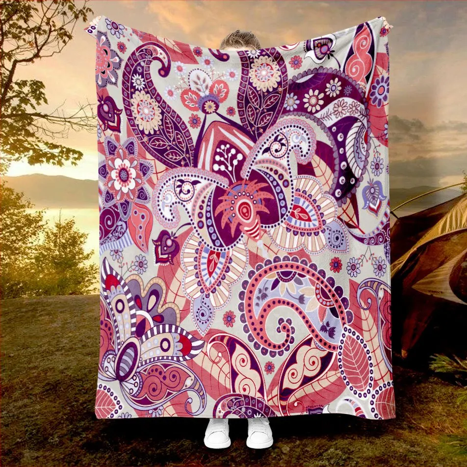 

Одеяло с мистическим пейсли, двустороннее фланелевое одеяло для богемного стиля, всесезонный комфорт, зачарованный дизайн, подарок