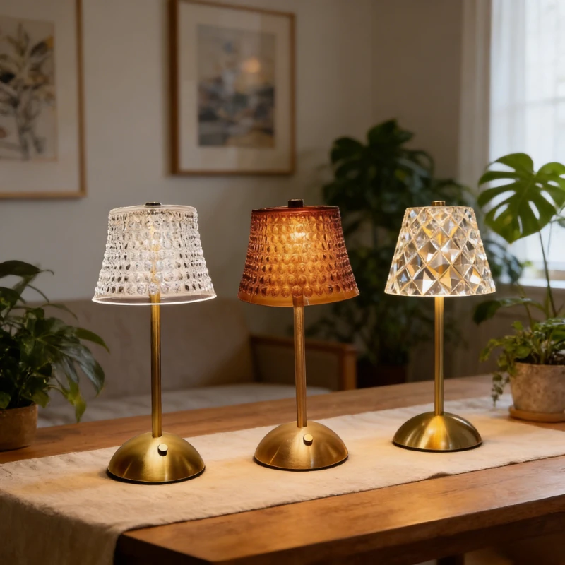 

Dimmable Crystal LED Table Lamp Rechargeable Book Light Night Light for Reading Bedside Bedroom Atmosphere Retro Hotel Bar Decor