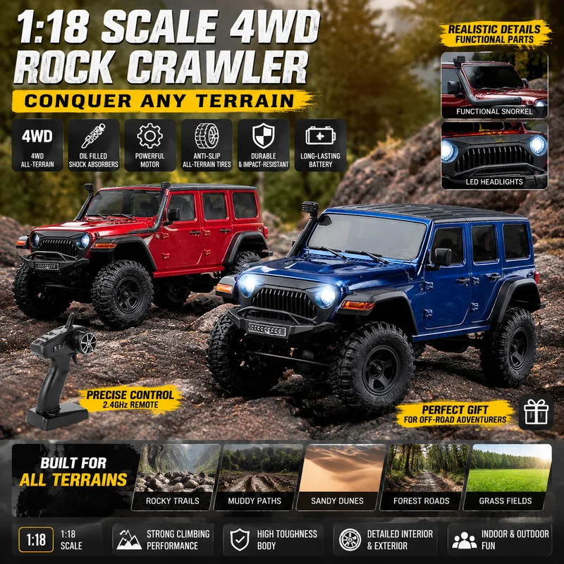 Eazyrc Thunder 1:18 4wd Simulation Rc Crawler Electric Off-Road Remote Control Vehicle Hobby Rc Model Outdoor Climbing Car