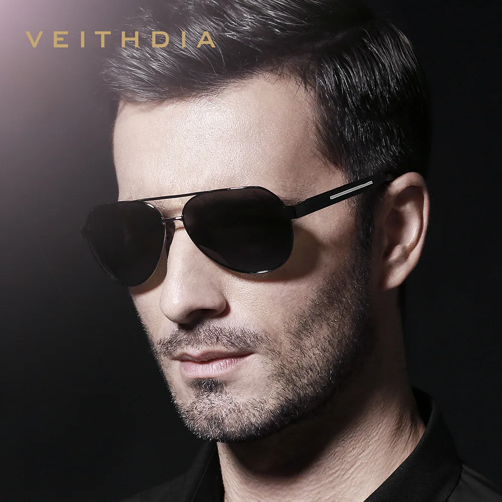 VEITHDIA العلامة التجارية الجديدة أزياء الرجال النظارات الشمسية UV400 المضادة للانعكاس الاستقطاب مرآة نظارات إطار معدني نظارات للإناث FA2800