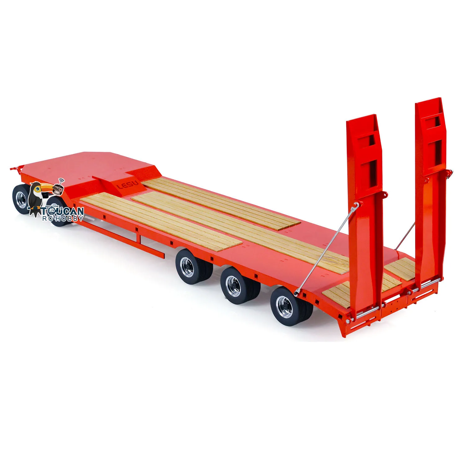 LESU RC โลหะ Flatbed Trailer ทาสีสําหรับ 1/14 รีโมทคอนโทรลไฮดรอลิก Dumper รถบรรทุก Tipper รถ RC ของเล่น THZH1774