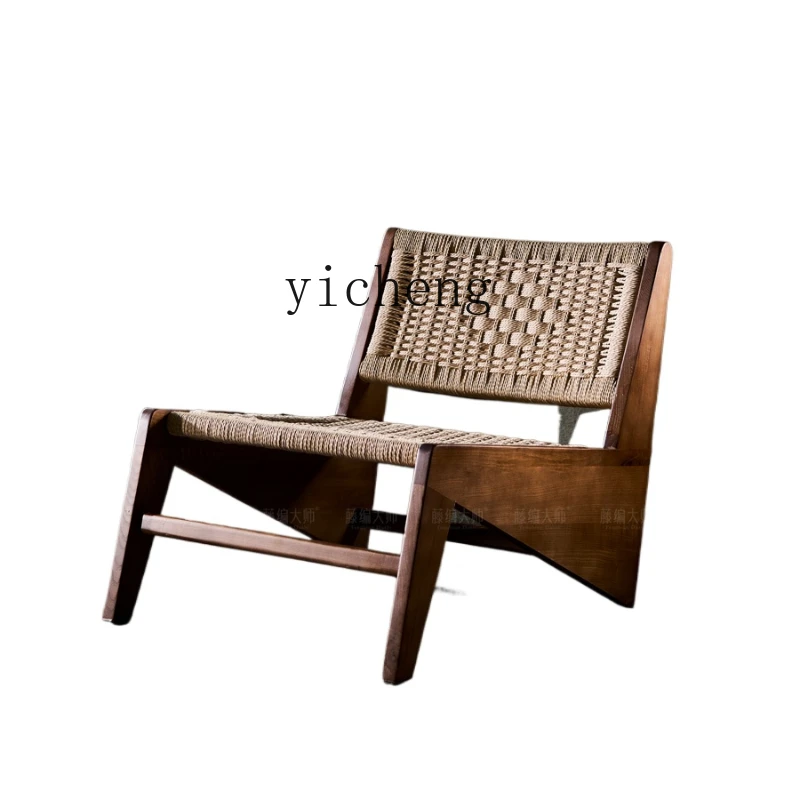 XL Rattan Chair Single Mid-Ancient Rattan Chair Leisure Silent Wind Rope Woven Chair