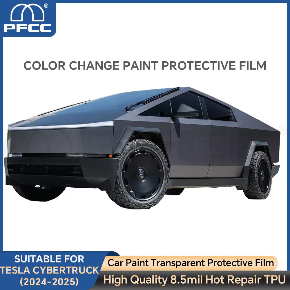 Custom For Tesla Cybertruck 2024-2026 PET Pre-Cut Color Changing Film Dark Grey Decal Anti-Scratch Film Auto Body Car Accessorie
