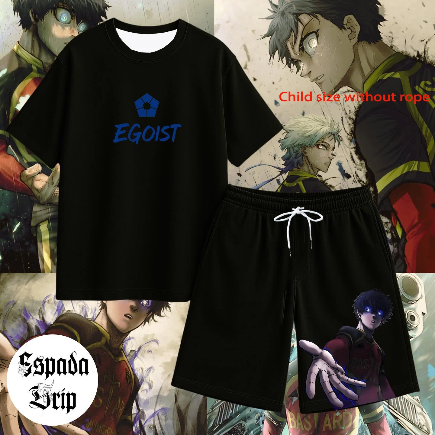 

2025 Summer New Blue Lock Short Sleeved Shorts Set Children/Adults Oversized Casual Sportswear Men Women Fashionable Sportswear