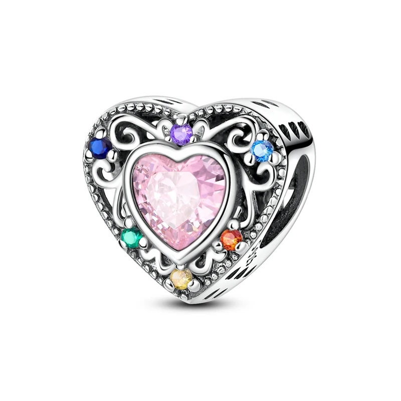 

925 Sterling Silver Charms Bead CZ Zircon Vintage Love Dangle Fit Original Bracelet DIY Women Jewelry Gift