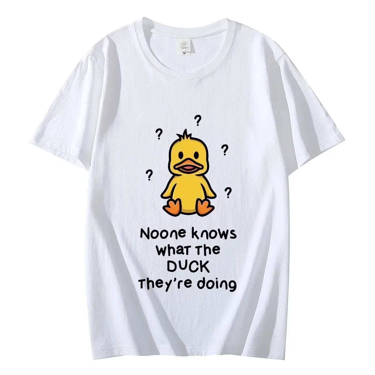 

Noone Knows What The DUCK They're Doing Funny Animal Meme Graphic T Shirts High Quality Cotton T-shirt Unisex Oversized T-shirts