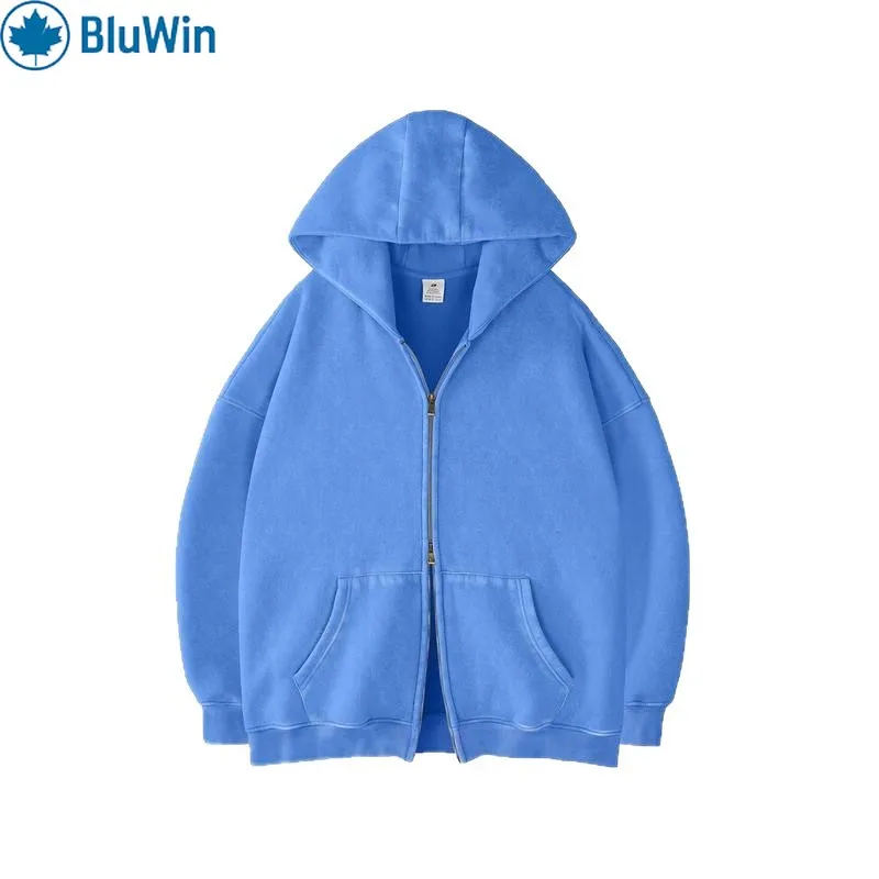 

BluWin 10Colors Unisex Oversized Zip Hoodie – Heavyweight Fleece Vintage Streetwear Sweatshirt Thick Warm Full-Zip Hooded Jacket