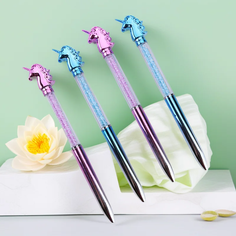 

5Pcs Unicorn Shape Diamond Ballpoint Pen, Cartoon Crystal Ball Pen Activity Gift Student Stationery Pen