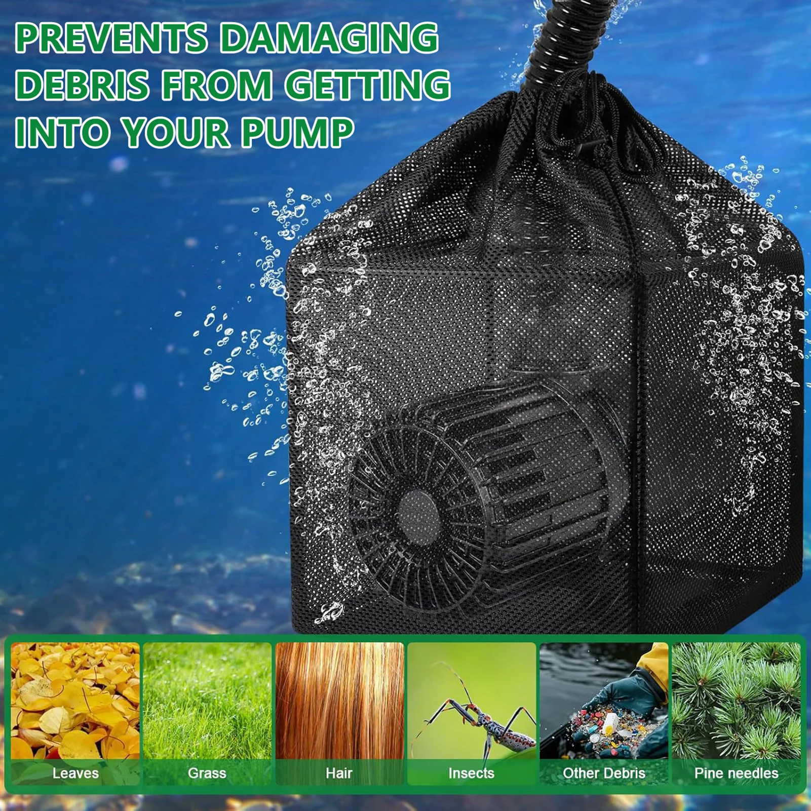 

Черный фильтрующий мешок для прудов, предотвращающий засорение и разрывы, с регулируемой конструкцией для бассейнов и фонтанов