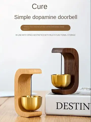 1pc Brass Doorbell Reminder Wind Chime With Magnetic Suction, C-Shaped Gift For Housewarming, Home Decoration, Car Decoration