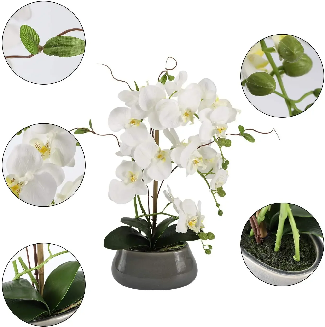 Artificial Orchid Flowers Centerpieces for Dining Room Table with Vase Silk Fake Plants Arrangements Decorations view 3