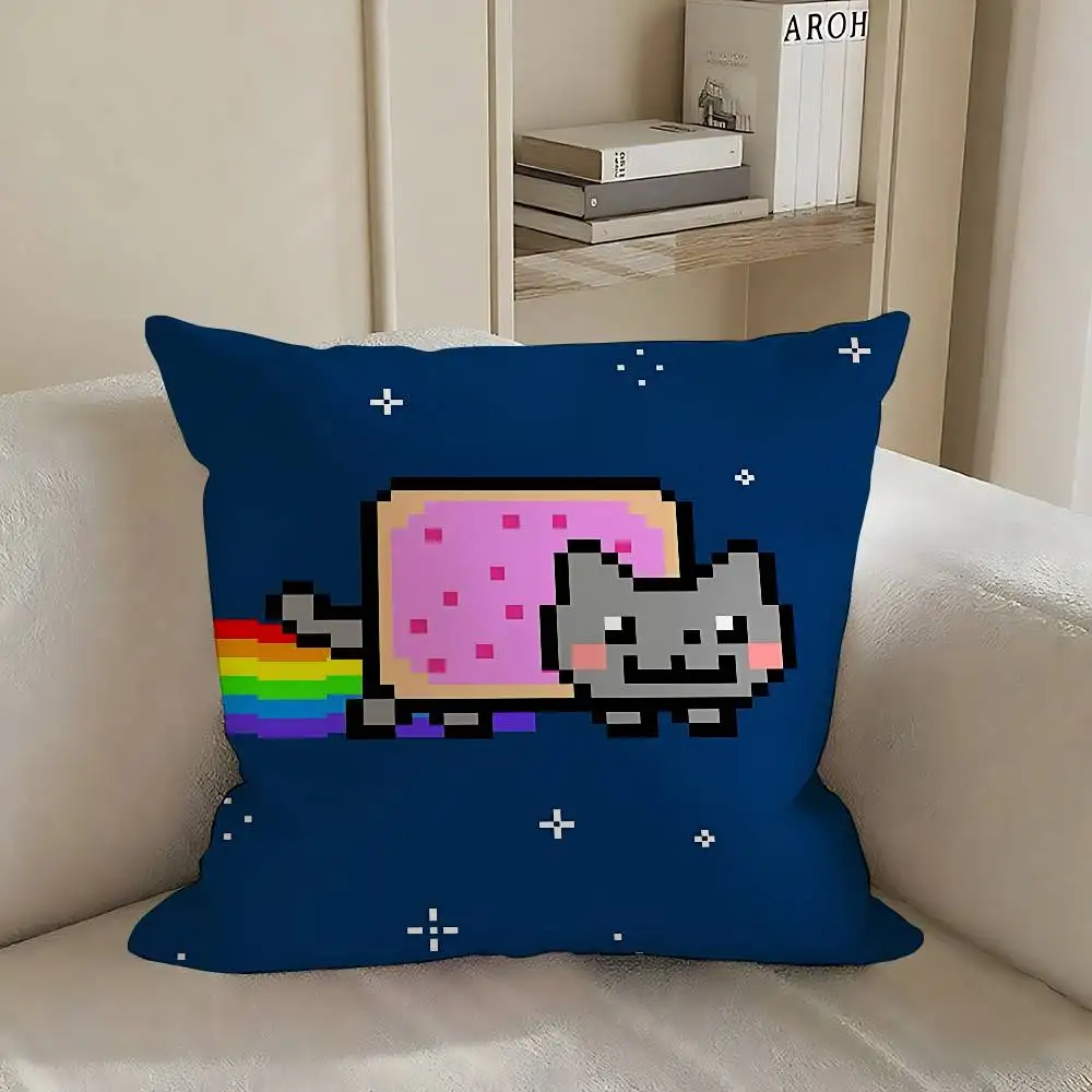 لطيف N-نيان القطط آرت صانع حالة أفخم النسيج لينة المخدة مزدوجة الوجهين طباعة غطاء الوسادة الهدايا المنزلية