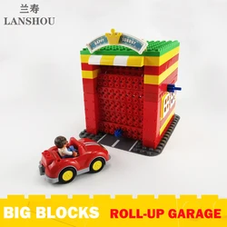 Big Size Building Blocks Roll-up Garage Hand Crank Garage Moc Construction Accessories Compatible Large Bricks Assembly Toys