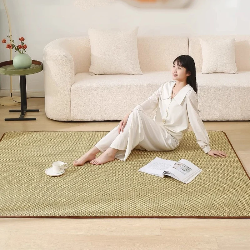 Summer Rattan Cool Mat Living Room Household Bedroom Tatami Carpet Large Size Sleeping Mat Mattress Kid Play Area Rug