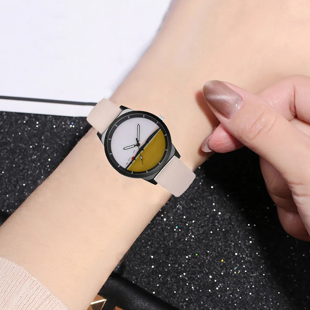 1Pcs Simple Stylish Couple Wrist Watch Comfortable PU Alloy Quartz Watch for Daily Casual Wear Fashionable Elegant Timepiece