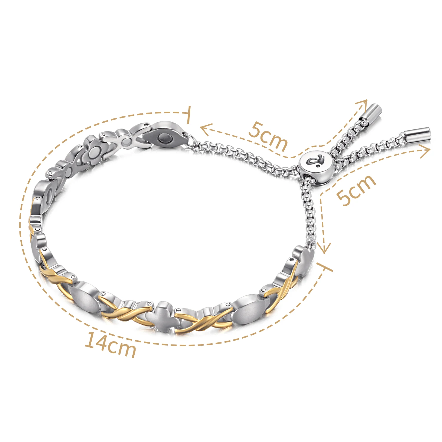 Rainso Titane Magnétique Bracelet et Bracelet Santé Bioénergie Soulager La Douleur D'arthrite Bracelet Pour Hommes Bijoux D'amitié Mode