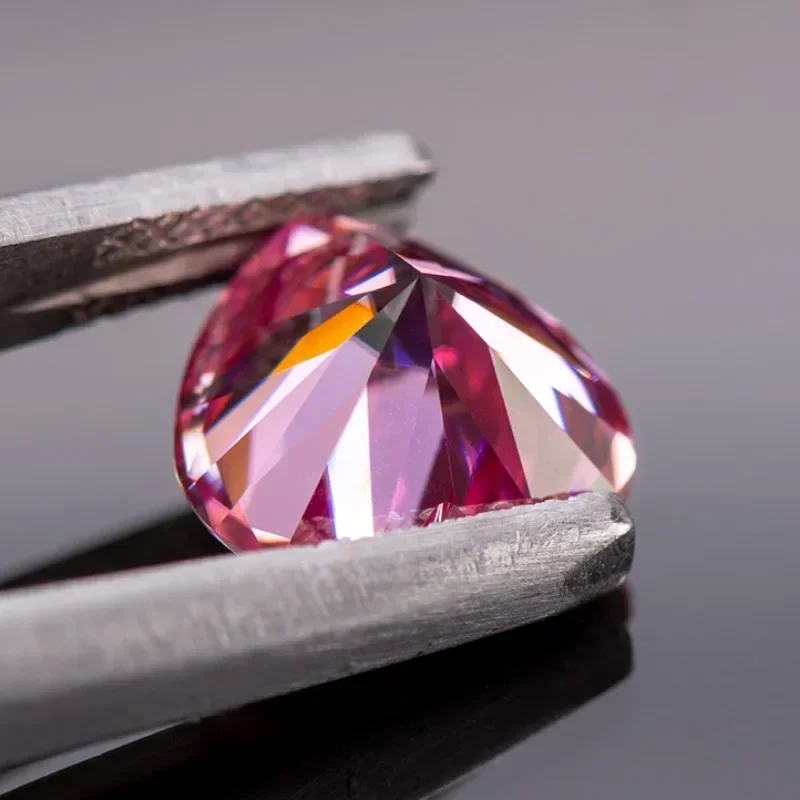 Moissanite Gemstone Pink Color Heart Cut Lab Synthetic Created Heat Diamond for Charms Women Jewelry Making with GRA Certificate