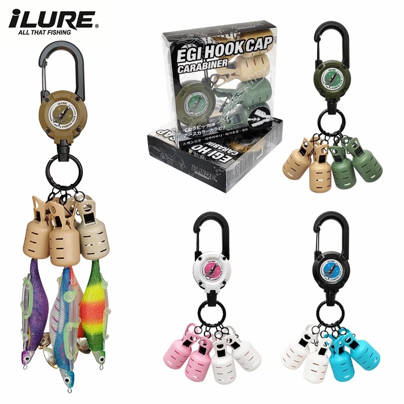 Kalamar Jig yem koruyucu Webfoot ahtapot Egi kanca kapak Cuttlefish şemsiye cazibesi kap geri çekilebilir toka ile Carabine deniz mücadele