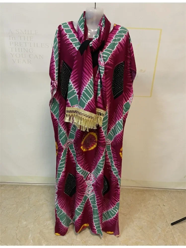 

Abayas For Women 2025 Traditional Cotton Printed Short Sleeves African Loose Fit Femme Robe Nigeria Islam Dresses With Turban