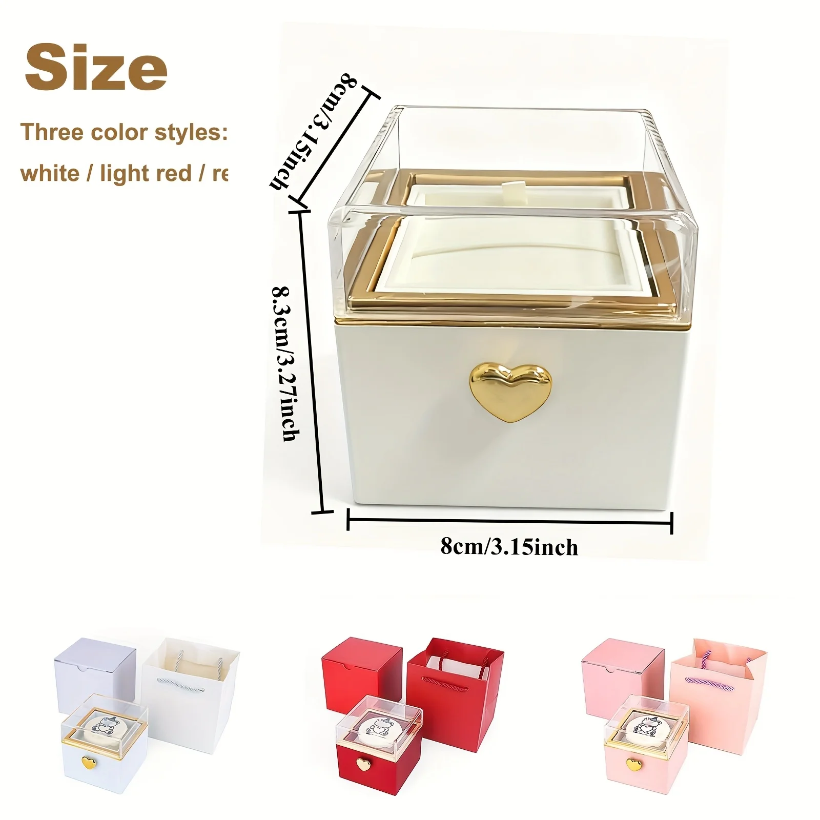 Creative Bear Flip Ring Box Creative Surprise Jewelry Box Mini Cake Automatic Flip Ring Case for Girlfriend Gift Surprise Box - view 3