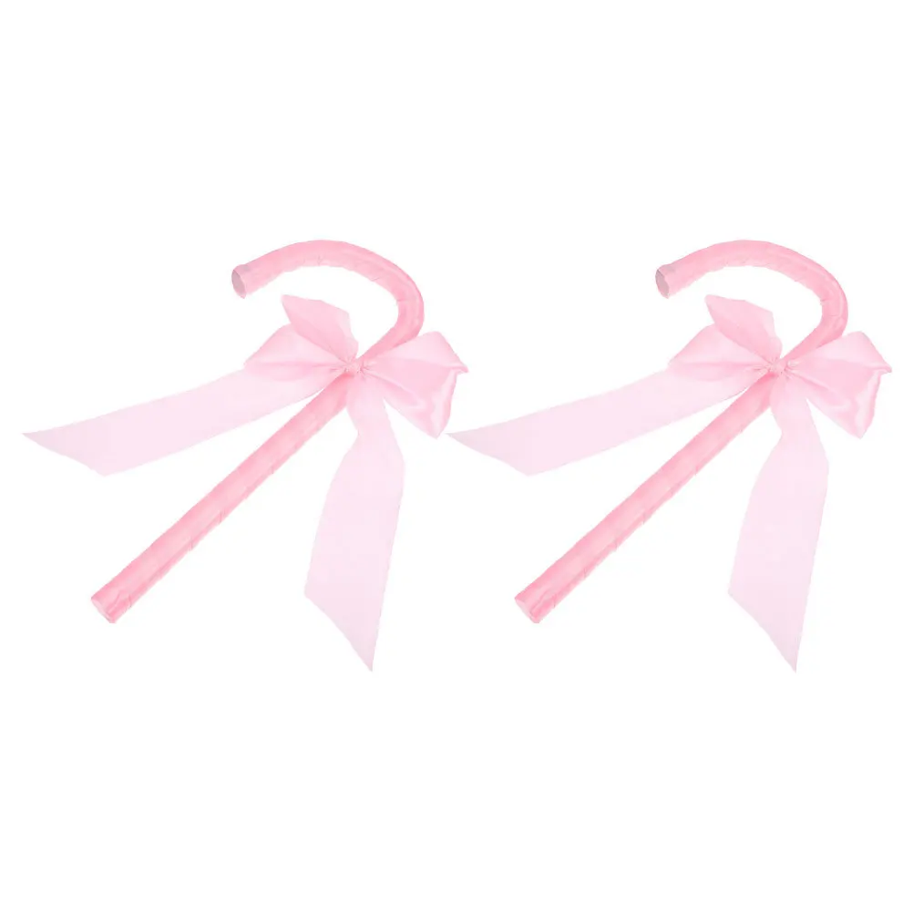 

2pcs Bow Decorated Cane Kids Dance Cane For Cosplay Halloween Party Jazz Performance Stage Prop Children Dance Crutch Walking