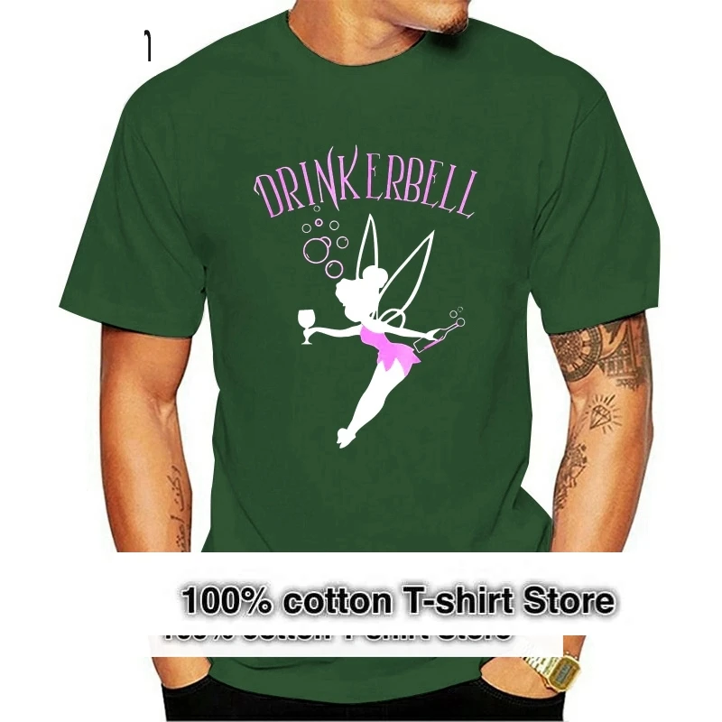 Drinkerbell Tinkerbell Cute Black T- Shirt   Cartoon t shirt men Unisex New Fashion tshirt free shipping funny tops