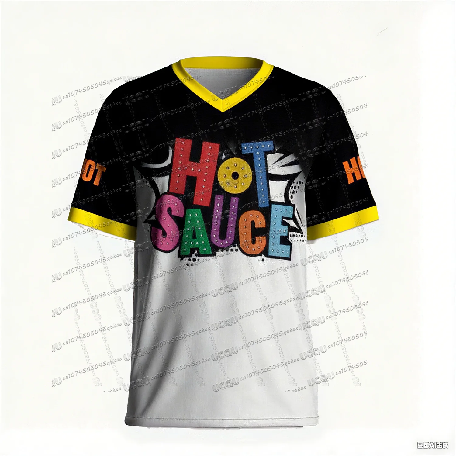 Koreaanse populaire idoolconcert hete saus mode jersey T-shirt v-hals contrast streetwear zomer dames casual tee paar top