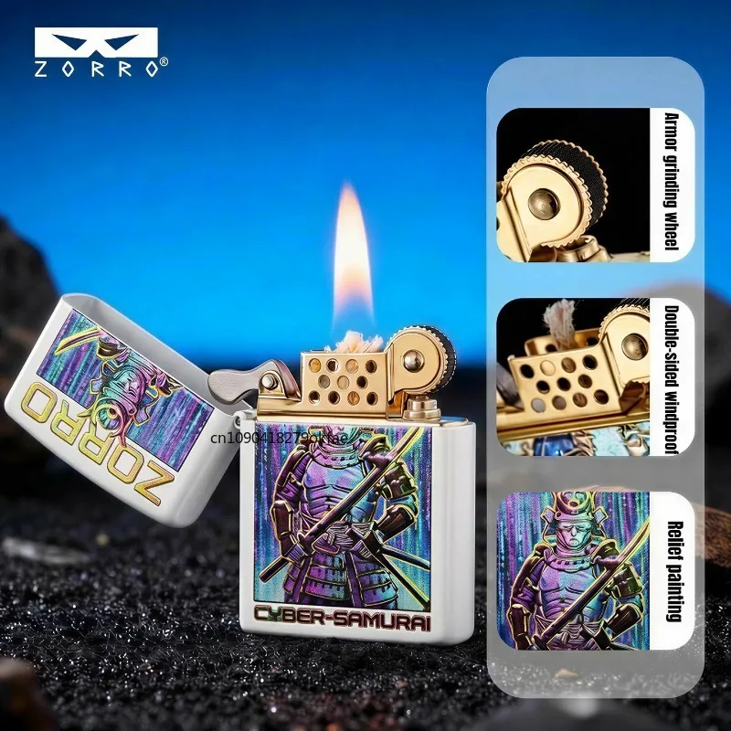 

ZORRO 4th Gen Fuel Lighter Sealed Inner Tank Cyber Warrior Style Double Sided Relief Painted Windproof Lighter