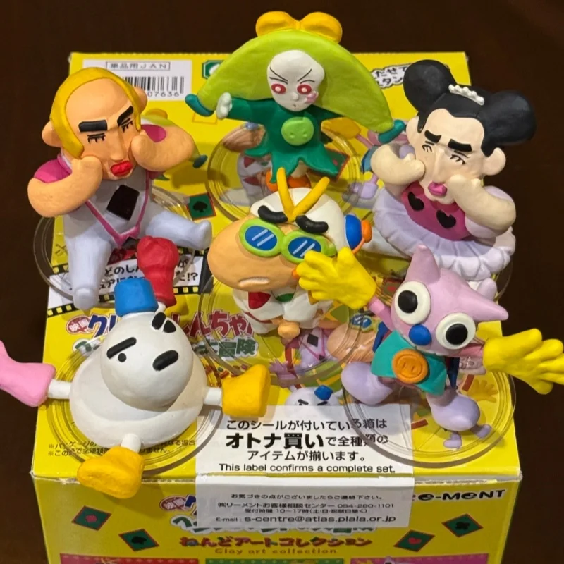 RE-MENT Crayon Shin Chan colección de arte de arcilla Linda Mini escena serie Anime figura muñeca modelo juguetes caja ciega coleccionar adornos