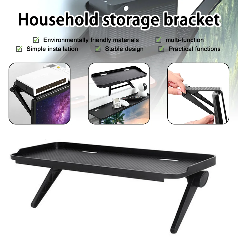 Adjustable TV Screen Top Shelf Computer Monitor Desktop Display Stand Storage Rack TV Media Box Holder Home Office Organizer