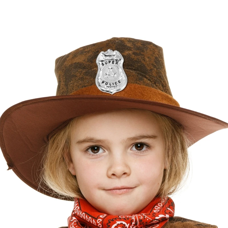 Metal Cops Badges Realistic Design Safe Edges Pretend Play Costume Accessories