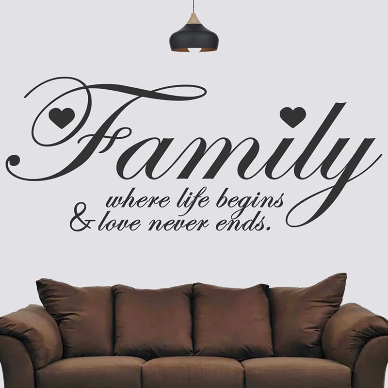 

Family Where Life Begins and Love Never Ends Quotes Decals Vinyl Art Home Decor Living Room Bedroom Wall Sticker Murals S549