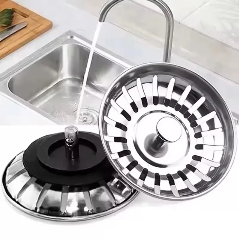 Stainless Steel Sink Strainer Plug Kitchen Waste Drain Filter Basket Water Stopper Bathroom Wash Basin Hardware Accessories