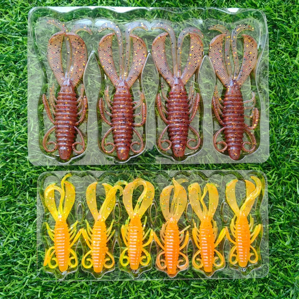 TPR Schwimmende Krabben-Softköder-Set - 60mm/2,2g (6 Stück) & 95mm/6g (4 Stück) Garnelen-Hummer-Stil für Angler