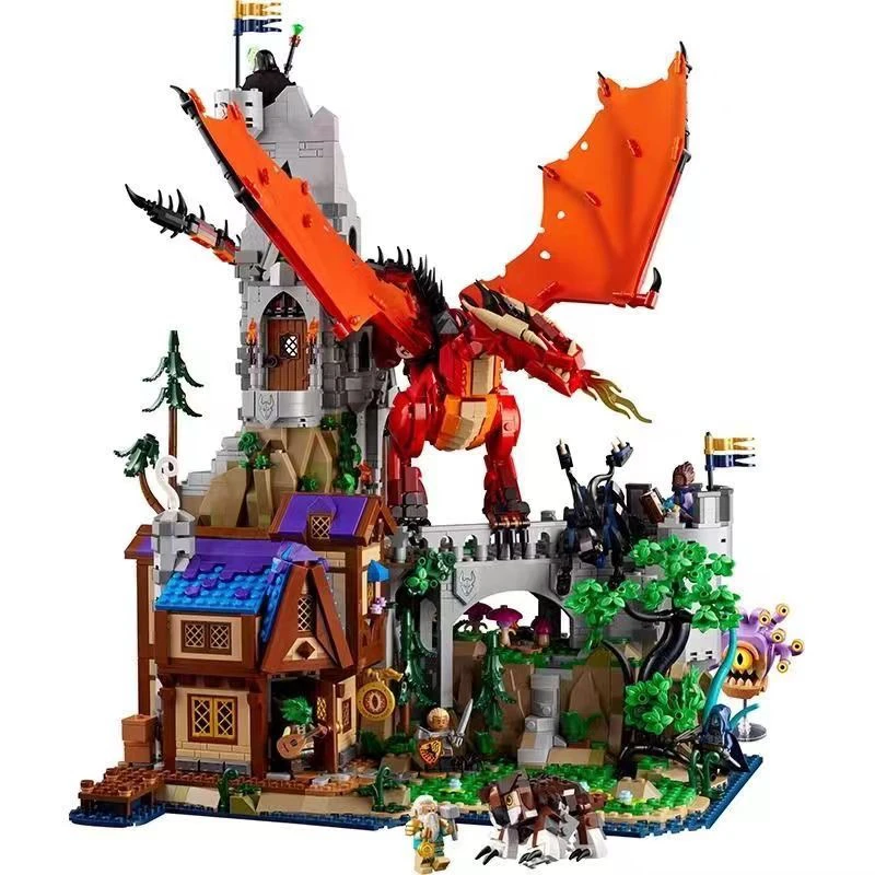 Dragons The Legend of the Red Dragon Difficult to Assemble Building Blocks Compatible with 21348 Children's Toys Birt