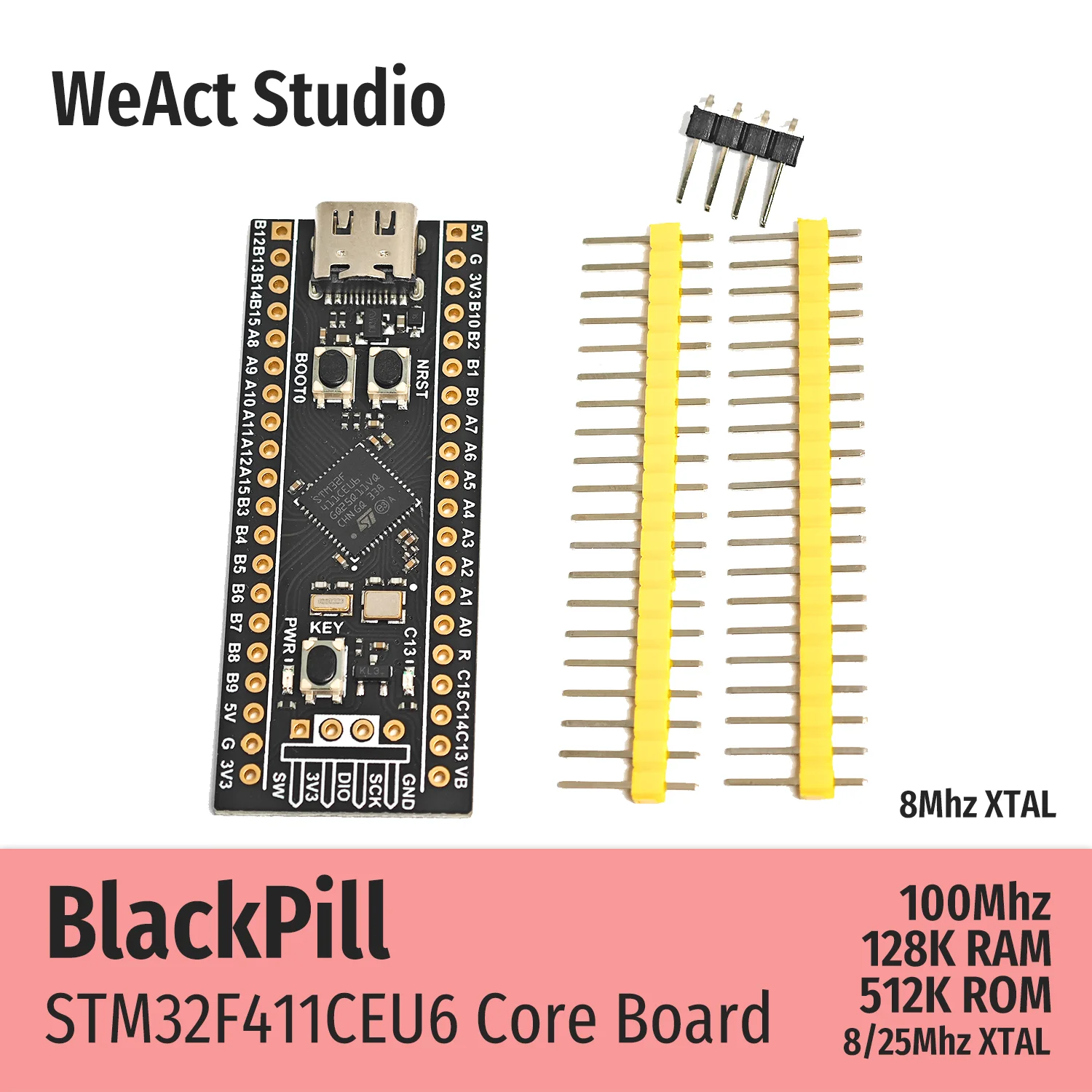 Weaxie BlackPill-Micropython de développement de carte d'apprentissage, carte de base STM32F411CEU6, STM32F411, STM32F4, STM32