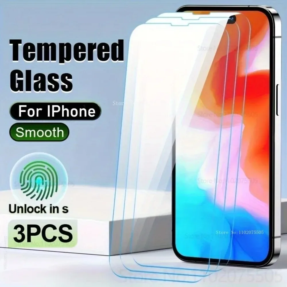 

3 шт. закаленное стекло с полным покрытием для IPhone 16 Promax 14 Plus 13 Promax Прозрачная защитная пленка 11 12 Mini 17 Promax 15 Plus