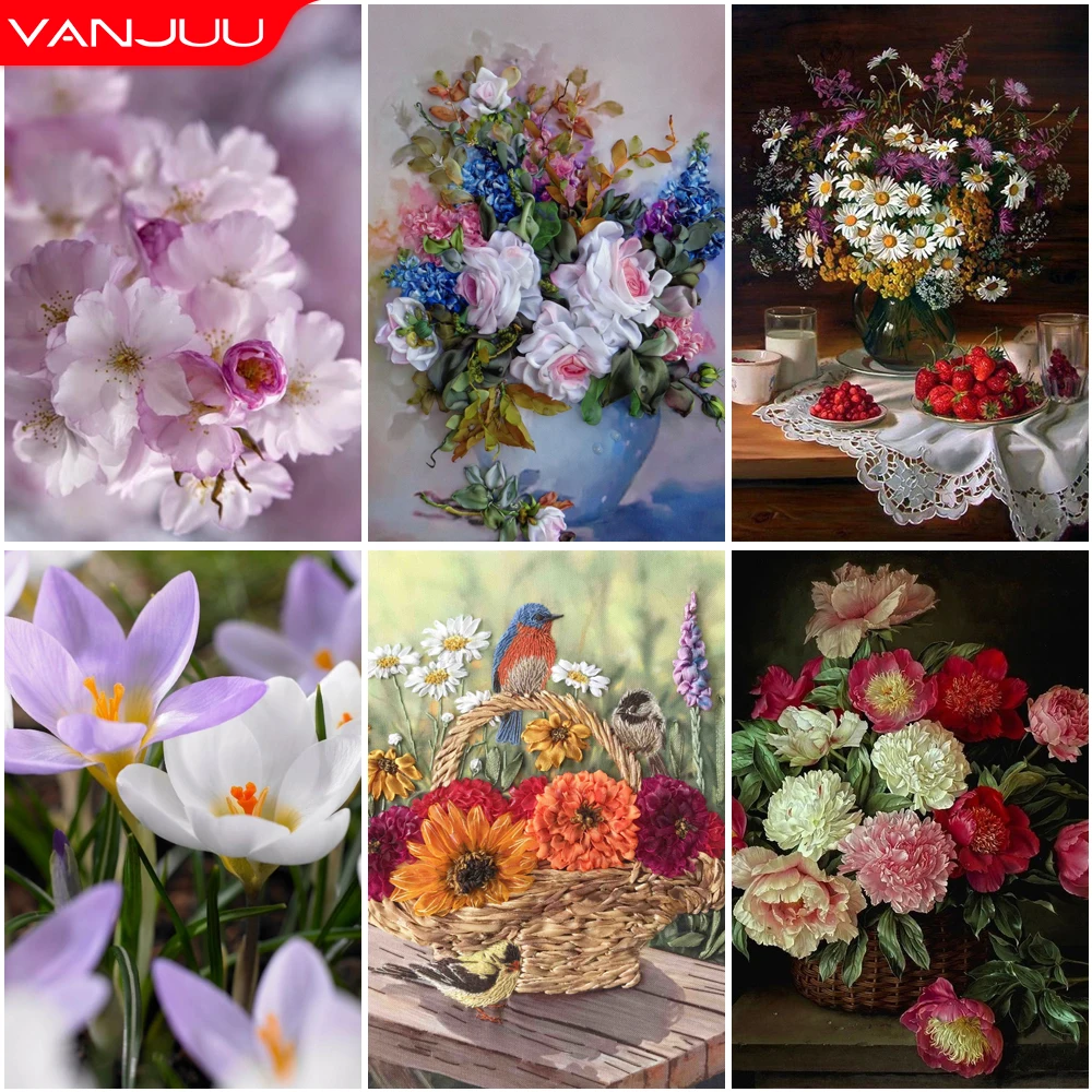 Flowers 5D Diamond Painting Wild Flower Diamond Painting Mosaic Full Drill Diamond Embroidery Painting Home Decor