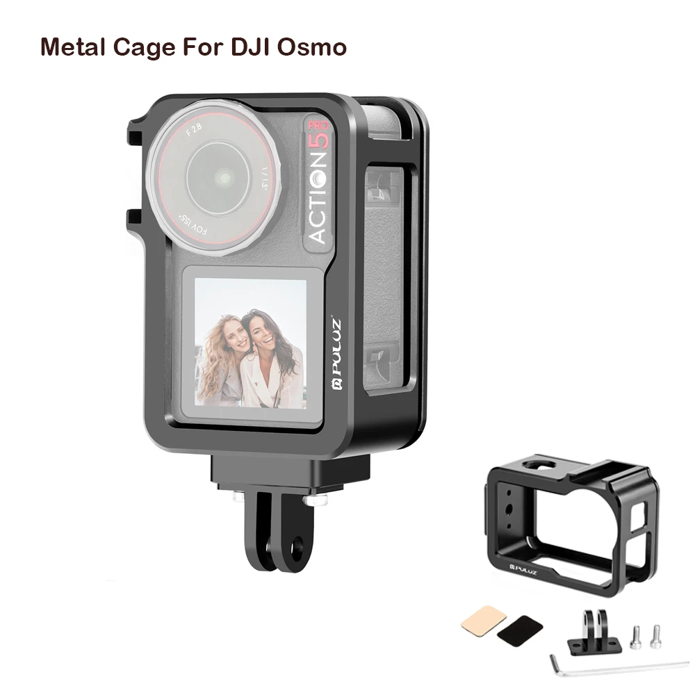 

PULUZ Metal Camera Cage For DJI Osmo Action 5 Pro Expansion Adapter Frame with Cold Shoe Accessories