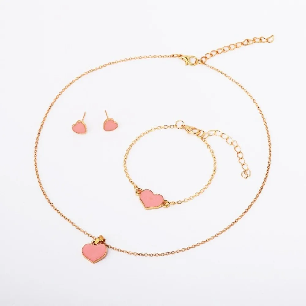 Elegance Style Butterfly Jewelry Set Minimalist Fashion Heart Necklace Ring Set Creative Dripping Oil