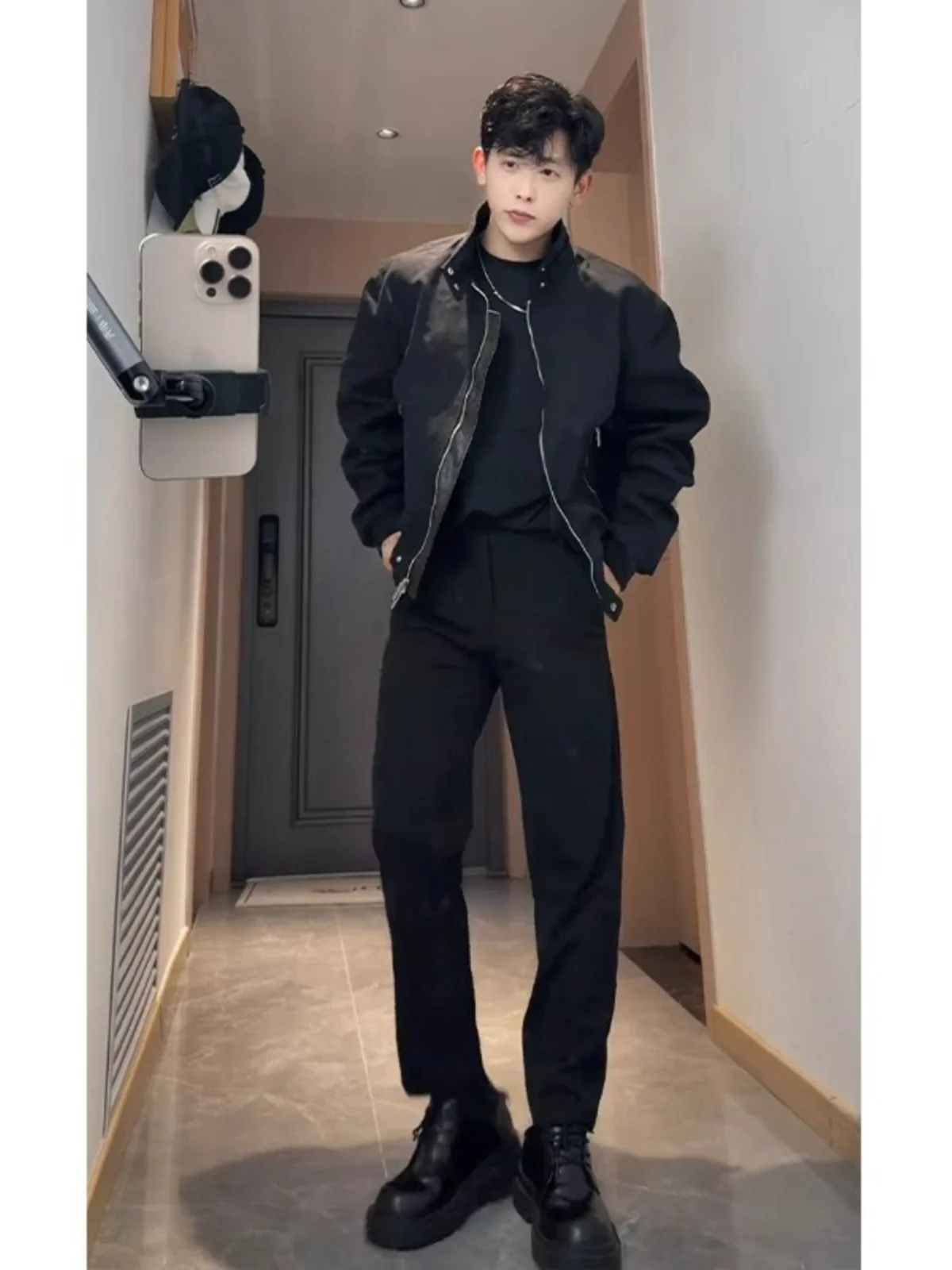 

American Sle ort Stand Collar Workwear Jaet Men's Spring Autumn High Sensation Cool ape Cleanfit Harlington Jaet