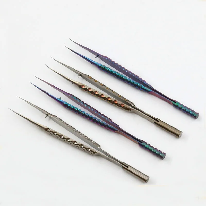 Titanium alloy electronic tweezers High precision 0.15mm lengthened ophthalmic microscope tether tweezers Mobile phone computer