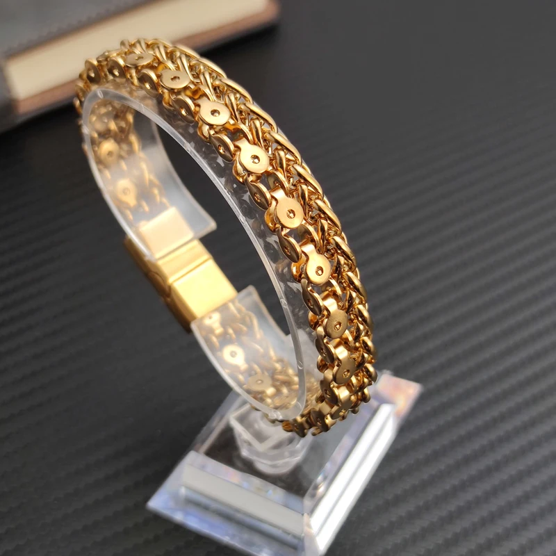 2022 Charm Men Golden Chain Bracelet Stainless Steel NK Link Chain Bangle for Male Women Trendy Wrist on The Hand Jewelry Gifts